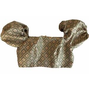 River Island Crop Top Ethnic Artizan Pink Green zip back Petite  Size 4 US NWT